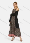 Wholesale Women's Round Neck Sleeveless Argyle Folkloric Print Maxi Dress Without Cardigan - Liuhuamall