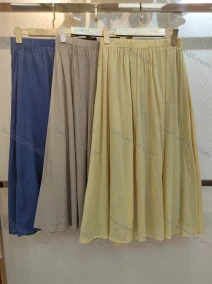 Wholesale Women's Elastic Waist Ruffle Hem Plain Casual Midi Skirt, LIUHUA CLOTHING WHOLESALE