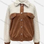 Wholesale Women's Casual Corduroy Splicing Fluff Button Down Fluffy Jacket preview