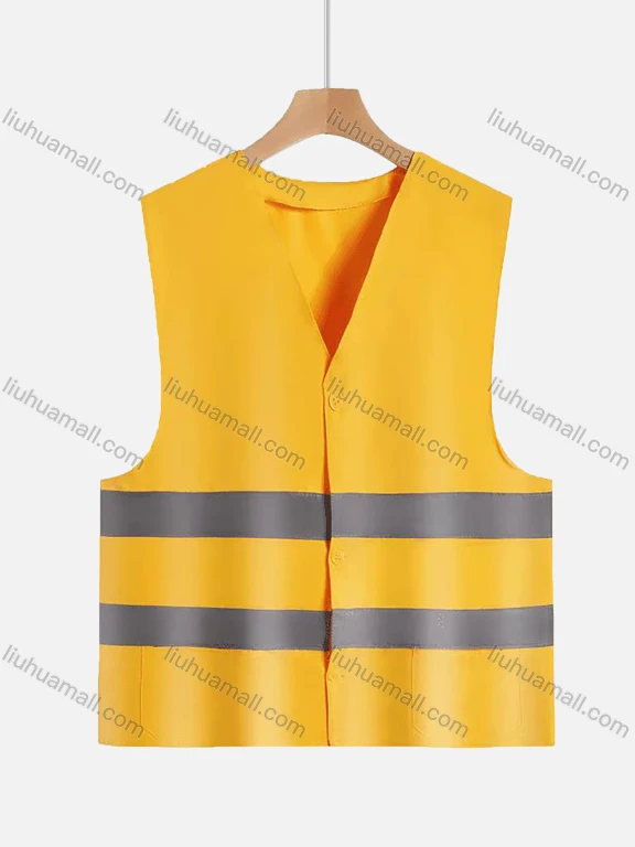 Wholesale High Visibility Button Front Reflective Strips Safety Vests With Pockets