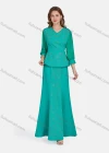 Wholesale Women's Elegant Lace Sleeve Ruffle Hem Rhinestone Blouse 2-piece Set 3445# - Liuhuamall