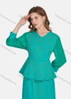 Wholesale Women's Elegant Lace Sleeve Ruffle Hem Rhinestone Blouse 2-piece Set 3445# - Liuhuamall