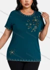 Wholesale Women's Elegant Round Neck Floral Embroidery Short Sleeve T-Shirt - Liuhuamall
