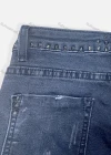 Wholesale Women's Casual Plain Ripped Rivets Multiple Pockets Frayed Raw Hem Jeans 4212# - Liuhuamall