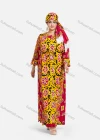 Wholesale Women's African 3/4 Sleeve Plus Size Allover Floral Print Maxi Kaftan Dress With Turban ZXV-708D2# - Liuhuamall