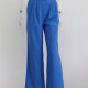 Women's Casual Plain Wide Leg Pockets Pants Azure Clothing Wholesale Market -LIUHUA