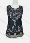Wholesale Women's Scoop Neck Sheer Floral Sequin Tank Top - Liuhuamall