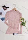 Wholesale Women's Casual Lace Mock Neck Semi-sheer Long Sleeve Blouse - Liuhuamall