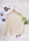 Wholesale Women's Casual Lace Mock Neck Semi-sheer Long Sleeve Blouse - Liuhuamall