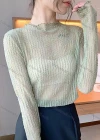 Wholesale Women's Casual Lace Mock Neck Semi-sheer Long Sleeve Blouse - Liuhuamall