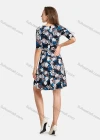 Wholesale Women's Casual Round Neck Lace Up Floral Print Short Dress - Liuhuamall