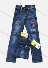 Wholesale Boys Casual Button Pockets Frayed Patched Labelled Embroidered Plain Jean 206# - Liuhuamall