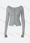 Wholesale Women's Casual Plain Cut Out Long Sleeve Blouse T0A3696G# - Liuhuamall