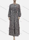 Wholesale Women's Casual Long Sleeve Zebra Print Button Front Maxi Dress With Belt - Liuhuamall