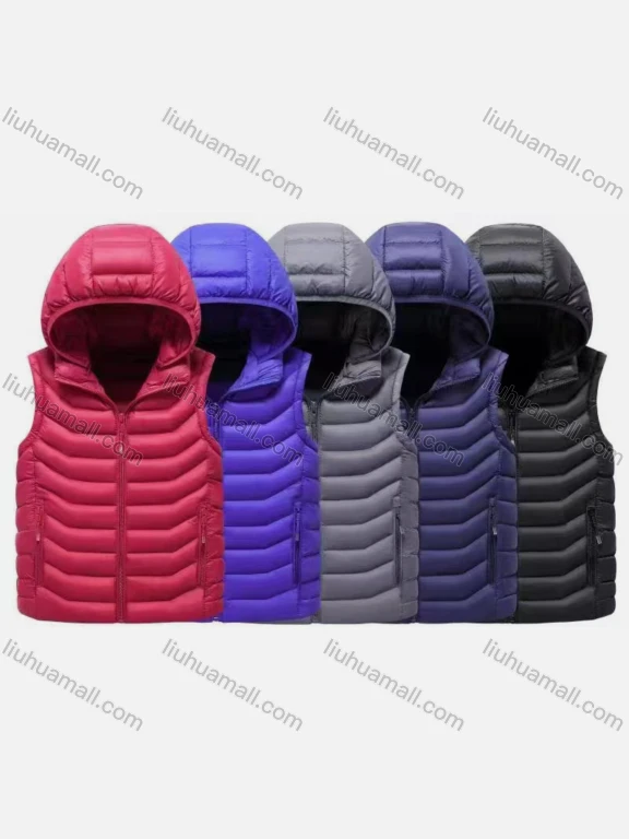 Wholesale Kids Casual Hooded Zipper Pockets Thermal Puffer Jacket Vest