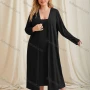 Wholesale Women's Lounge Milk Silk Plain Midi Cami Nightgown & Long Sleeve Cardigan 2 Piece Sets DM3101# preview