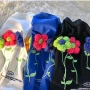 Wholesale Women's Casual Embroidery Knitting Wool 3D Flower Appliques Round Neck Half Sleeve Tee 1004# preview