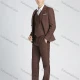 Wholesale Men's Formal Lapel Slim Fit Plaid Print Pockets Single Breasted Waistcoat & Suit Jacket 3 Piece Suit Set Brown Clothing Wholesale Market Liuhua