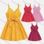 Wholesale Girls Causal V Neck Sleeveless Dot Print Dress With Belt preview