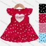 Wholesale Girls Causal Crew Neck Ruffle Sleeve Button Heart Allover Print Dress preview