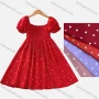 Wholesale Girls Causal Square Neck Puff Sleeve Allover Print Dress preview