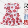 Wholesale Girls Causal Round Neck Puff Sleeve Ruffle Trim Allover Print Dress preview