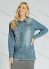 Wholesale Women's Distressed Washed Ripped Long Sleeve Outerwear Shirt Flap Pockets Frayed Raw Hem Denim Overshirt - Liuhuamall
