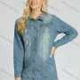 Wholesale Women's Distressed Washed Ripped Long Sleeve Outerwear Shirt Flap Pockets Frayed Raw Hem Denim Overshirt preview