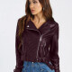 Women's PU Leather Zipper Buckle Belted Long Sleeve Motorcycle Crop Jacket 5# Clothing Wholesale Market -LIUHUA