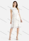 Wholesale Women's Plain Round Neck Cap Sleeve Sequin Mesh Chiffon A-Line Knee Length Dress - Liuhuamall