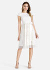 Wholesale Women‘s Plain Round Neck Cap Sleeve Sequin Mesh Chiffon A-Line Knee Length Dress - Liuhuamall