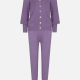 Women's Rib-Knit Plain V-Neck Button Cardigan 2 Piece Set Bright lavender Clothing Wholesale Market -LIUHUA