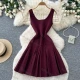 Wholesale Women's Party Sexy Sleeveless Beaded Pleated Mini Dress #DR6120 Wine Clothing Wholesale Market Liuhua