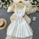 Wholesale Women's Party Sexy Sleeveless Beaded Pleated Mini Dress #DR6120 White Clothing Wholesale Market Liuhua