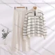Wholesale Women's Casual Striped Zip-Up Knit Two-Piece Set #SE2615 White Clothing Wholesale Market Liuhua