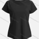 Wholesale Women's Sporty Plain Short Sleeve Breathable Mesh Moisture Wicking Fitness Yoga Top Black Clothing Wholesale Market Liuhua
