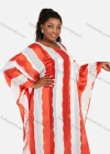 Wholesale Women's African Plus Size Chiffon Maxi Striped Colorblock Batwing Round Neck Kaftan Dress - Liuhuamall