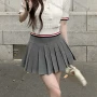 Wholesale Women's Casual Tie Neck Short Sleeve Striped Trim Slim Fit Blouse 1051# preview