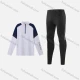 Wholesale Men's Athletic Workout Colorblock Letter Mock Neck Quarter Zip Long Sleeve Top & Running Leggings 9793+2307# White Clothing Wholesale Market Liuhua