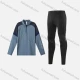 Wholesale Men's Athletic Workout Colorblock Letter Mock Neck Quarter Zip Long Sleeve Top & Running Leggings 9793+2307# Cerulean Clothing Wholesale Market Liuhua