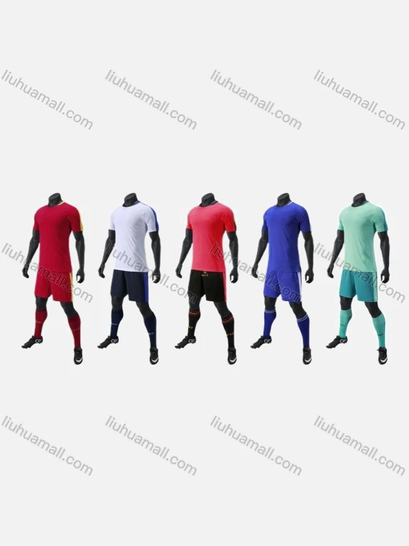 Wholesale Men's Athletic Workout Round Neck Plain Contrast Jersey T-Shirts & Sport Shorts F001#