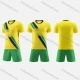 Wholesale Men's Athletic Workout Round Neck Striped Colorblock Jersey T-Shirts & Sport Shorts F003# Yellow Clothing Wholesale Market Liuhua