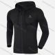 Wholesale Men's Athletic Patch Sleeve Plain Drawstring Hooded Slim Fit Workout Jacket R010# Black Clothing Wholesale Market Liuhua