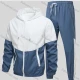 Wholesale Men's Athletic Colorblock Windproof Drawstring Hooded Long Sleeve Zipper Jacket & Pocket Jogger Pant Wb001# Blue Clothing Wholesale Market Liuhua