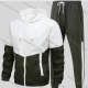 Wholesale Men's Athletic Colorblock Windproof Drawstring Hooded Long Sleeve Zipper Jacket & Pocket Jogger Pant Wb001# Gray Clothing Wholesale Market Liuhua