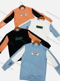 Wholesale Men's Casual Crew Neck Long Sleeve Colorblock Letter Print Sweatshirts, LIUHUA CLOTHING WHOLESALE