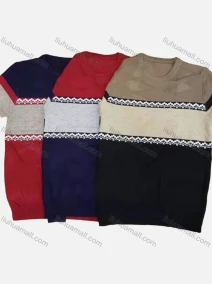 Wholesale Boy's Casual Striped Colorblock Vintage Round Neck Long Sleeve Sweater, LIUHUA CLOTHING WHOLESALE