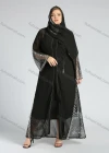 Wholesale Women's Elegant Bell Sleeve Belted Sequin Translucent Cover Up Cardigan With Scarf - Liuhuamall