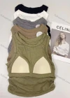 Wholesale Women's Casual Plain Round Neck Crop Tank Top - Liuhuamall