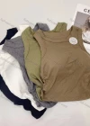 Wholesale Women's Casual Plain Round Neck Crop Tank Top - Liuhuamall